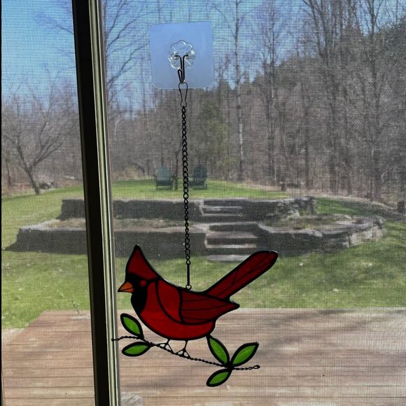 Beautiful, Stained Glass, Red Cardinal Sun Catcher (NWOT) - Picture 4 of 7